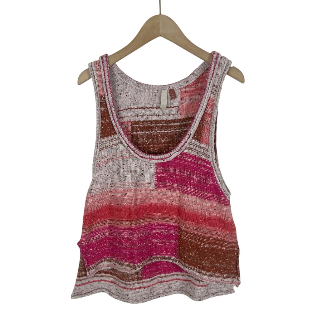 Anthropologie Pilcro Paipo Knit Sweater Tank in Pink Patchwork Size Medium - Picture 2 of 8